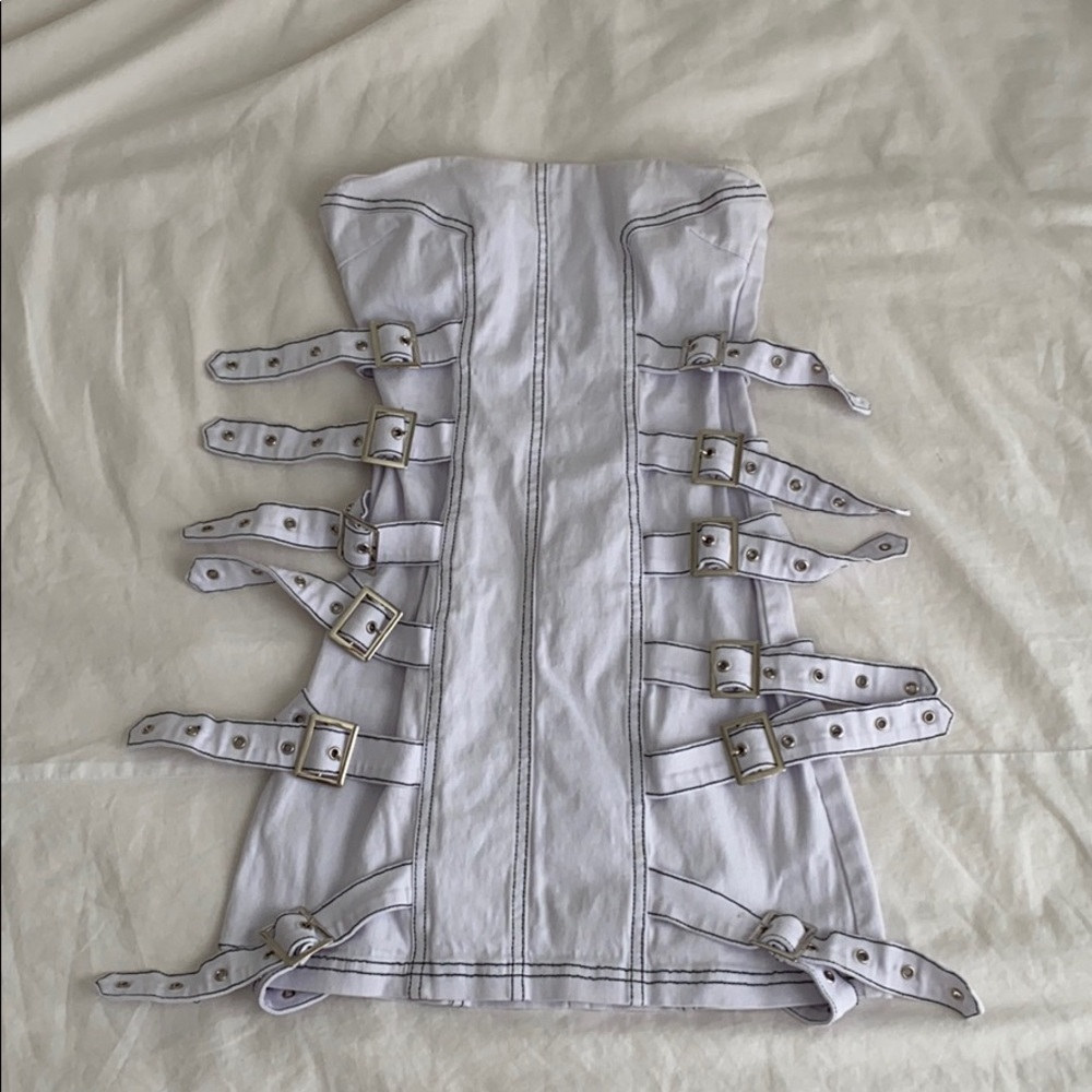 I.am.gia white buckle spectrum dress